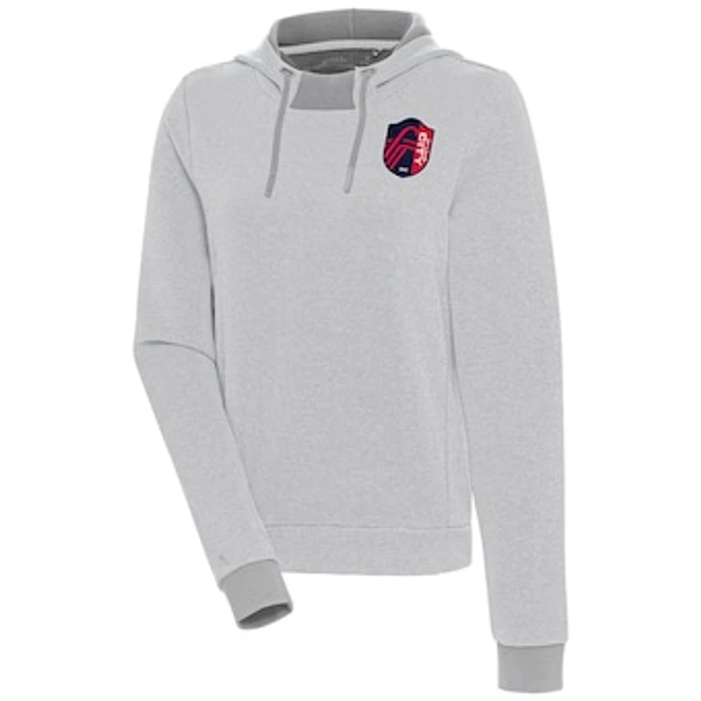 Women's Antigua St. Louis City SC Axe Bunker Tri-Blend Pullover Hoodie