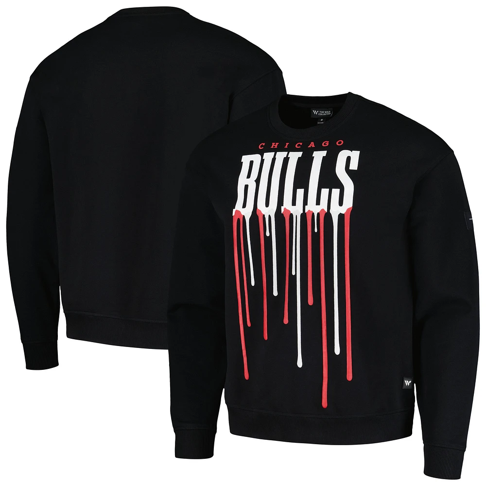 Unisex The Wild Collective Black Chicago Bulls Drip Pullover Sweatshirt