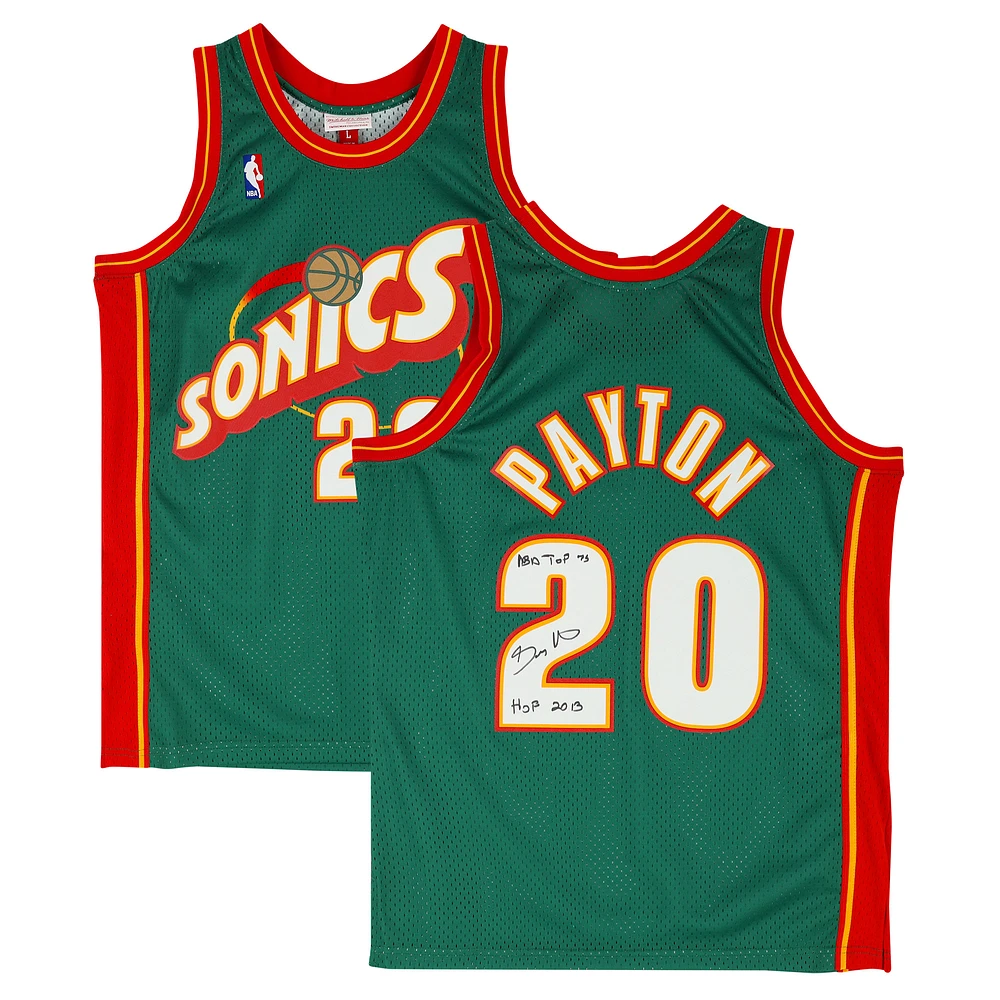 Gary Payton Seattle Supersonics Autographed Mitchell & Ness Jersey with Multiple Inscriptions