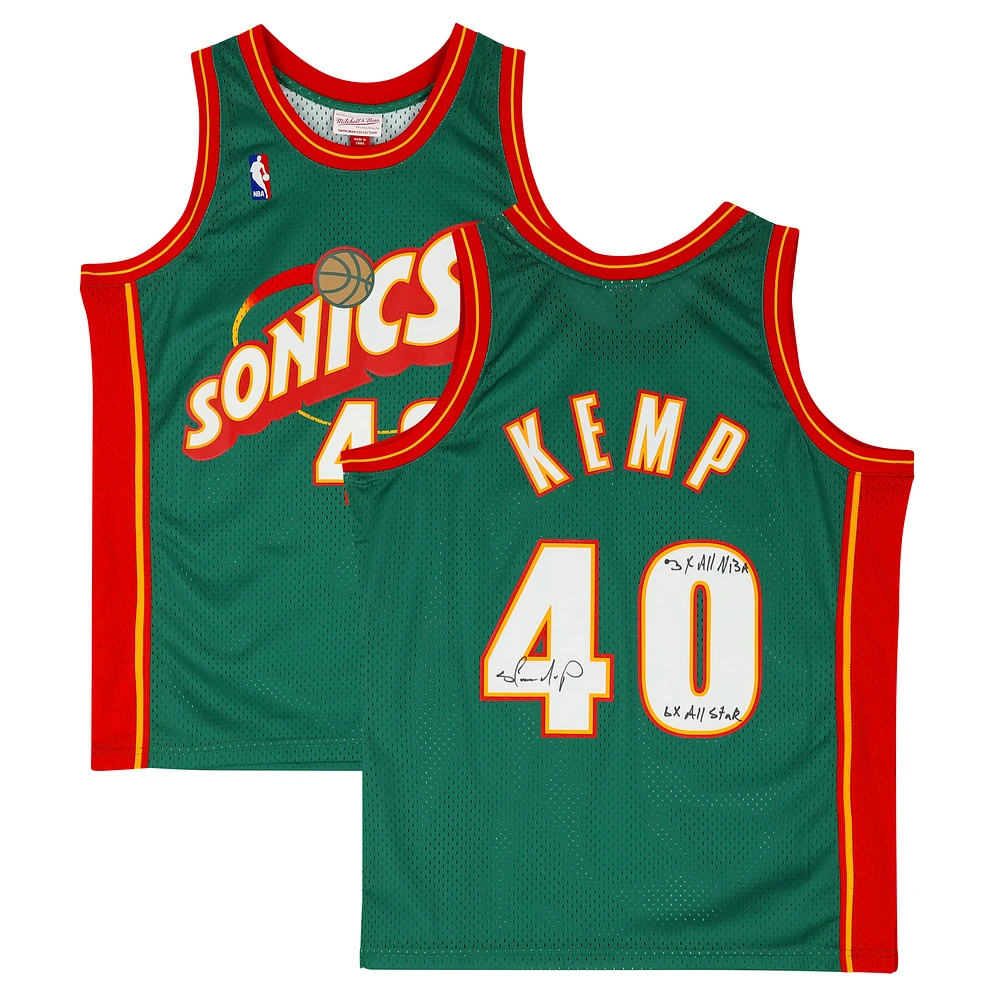 Shawn Kemp Seattle Supersonics Autographed Mitchell & Ness Jersey with Multiple Inscriptions