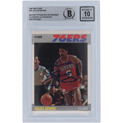 Julius Erving Philadelphia 76ers Autographed 1987-88 Fleer #35 Beckett Fanatics Witnessed Authenticated 10 Card