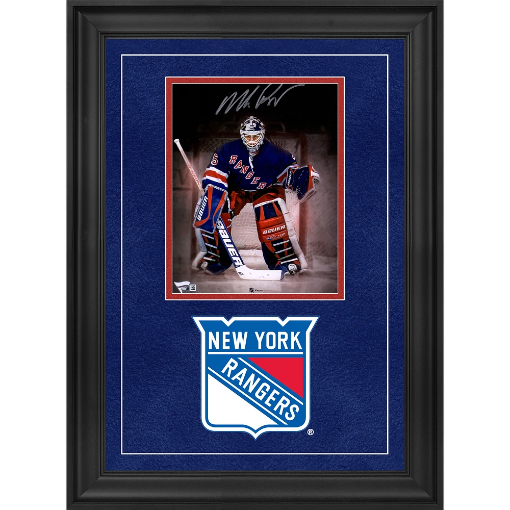 Mike Richter New York Rangers Autographed Deluxe Framed 8" x 10" In Net Spotlight Photograph