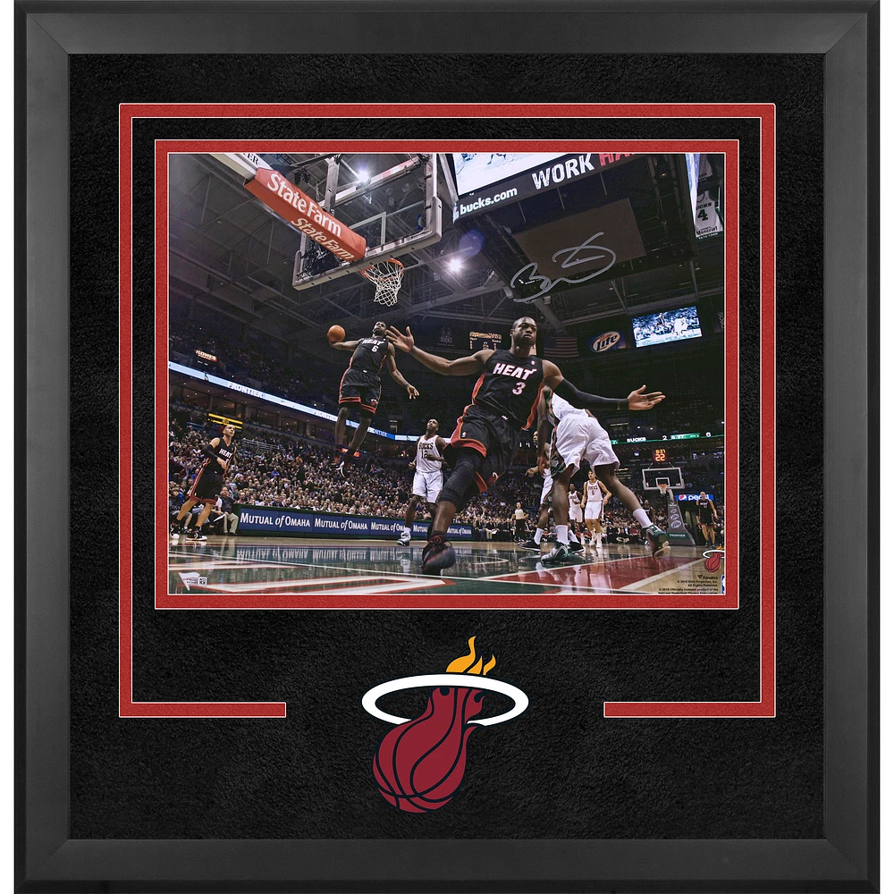 Dwyane Wade Miami Heat Autographed Deluxe Framed 16" x 20" Alley-Oop to Lebron James Photograph