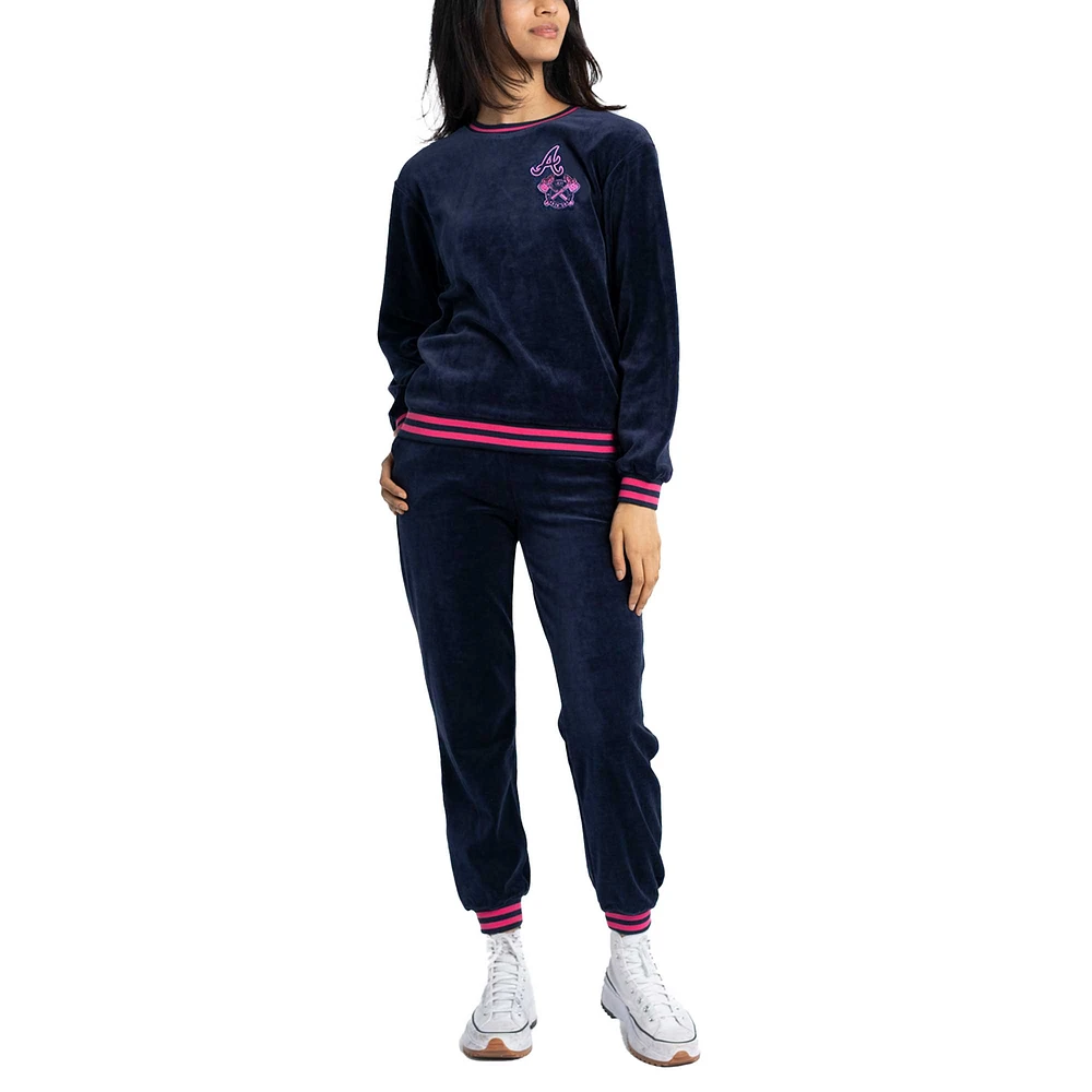 Womens Lusso Navy Atlanta Braves Neely Naveen Set