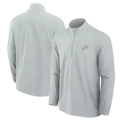 Men's Fanatics Gray Detroit Lions Front Office Micro Tonal Quarter-Zip Pullover