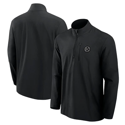 Men's Fanatics Black Pittsburgh Steelers Front Office Micro Tonal Quarter-Zip Pullover