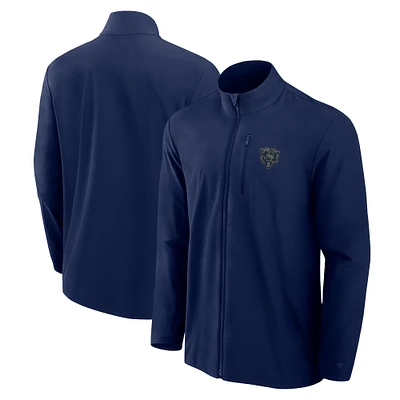 Men's Fanatics Navy Chicago Bears Front Office Micro Tonal Full-Zip Jacket