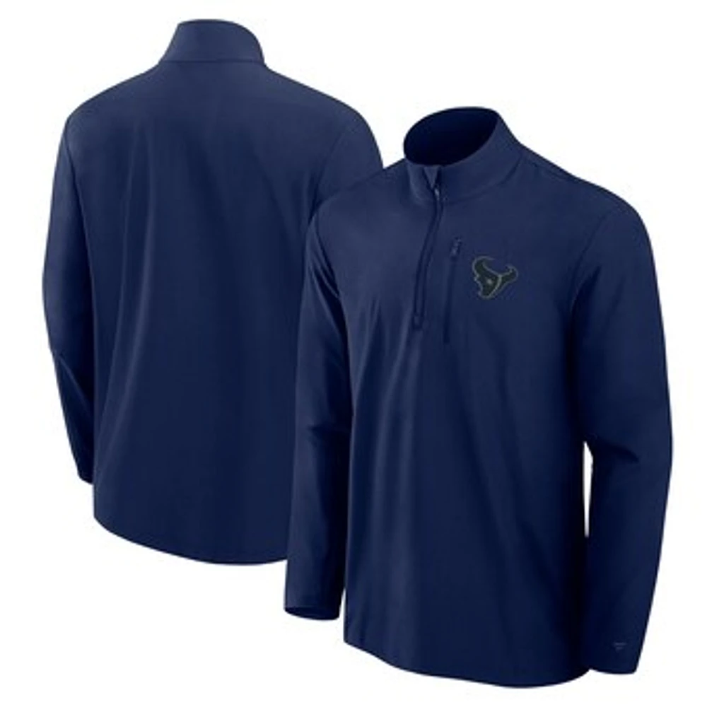 Men's Fanatics Navy Houston Texans Front Office Micro Tonal Quarter-Zip Pullover