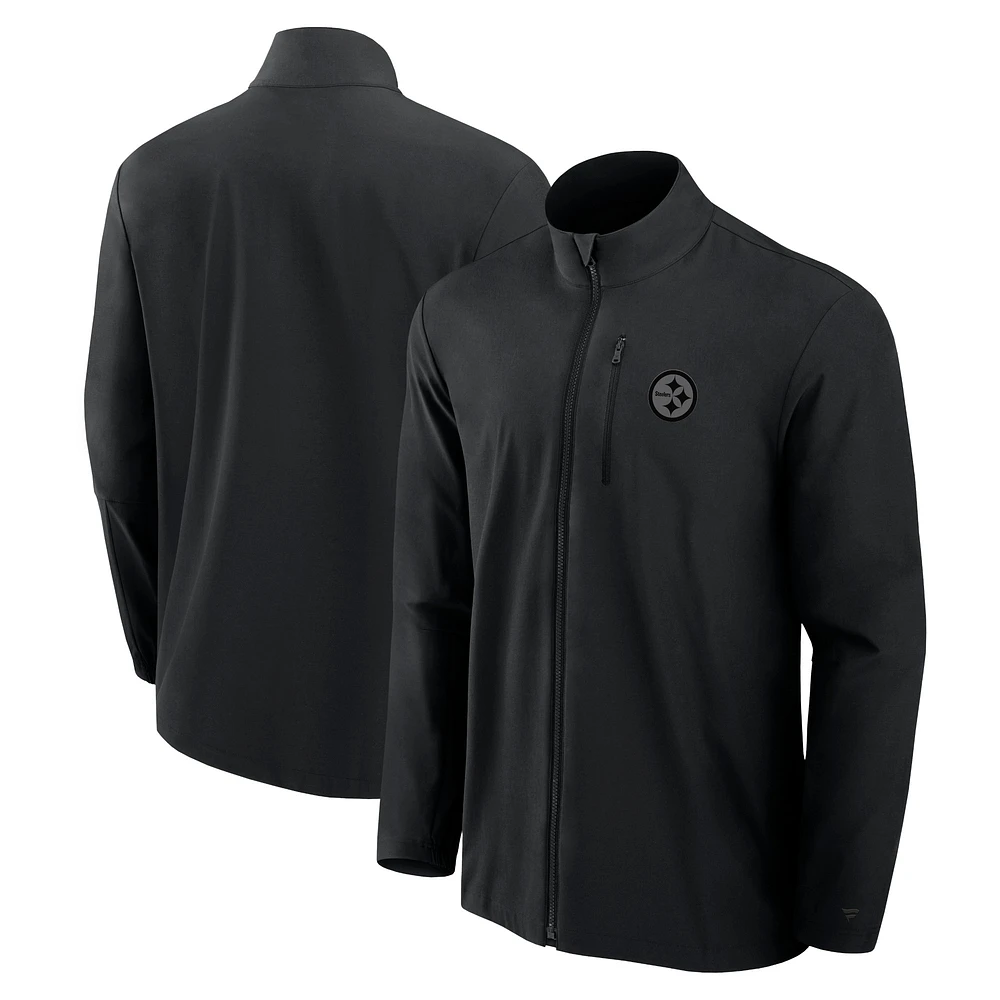 Men's Fanatics Black Pittsburgh Steelers Front Office Micro Tonal Full-Zip Jacket