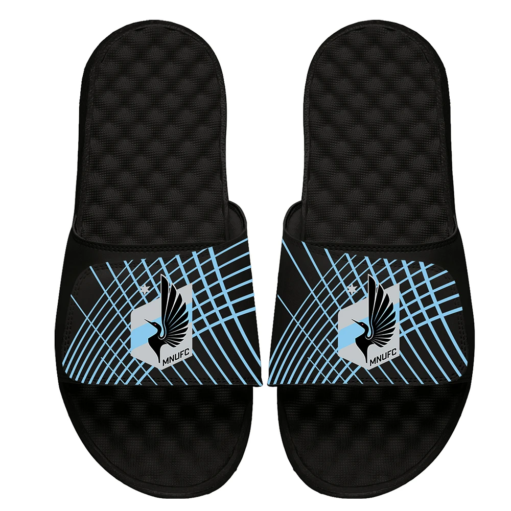 Youth ISlide Black Minnesota United FC Lines Slide Sandals