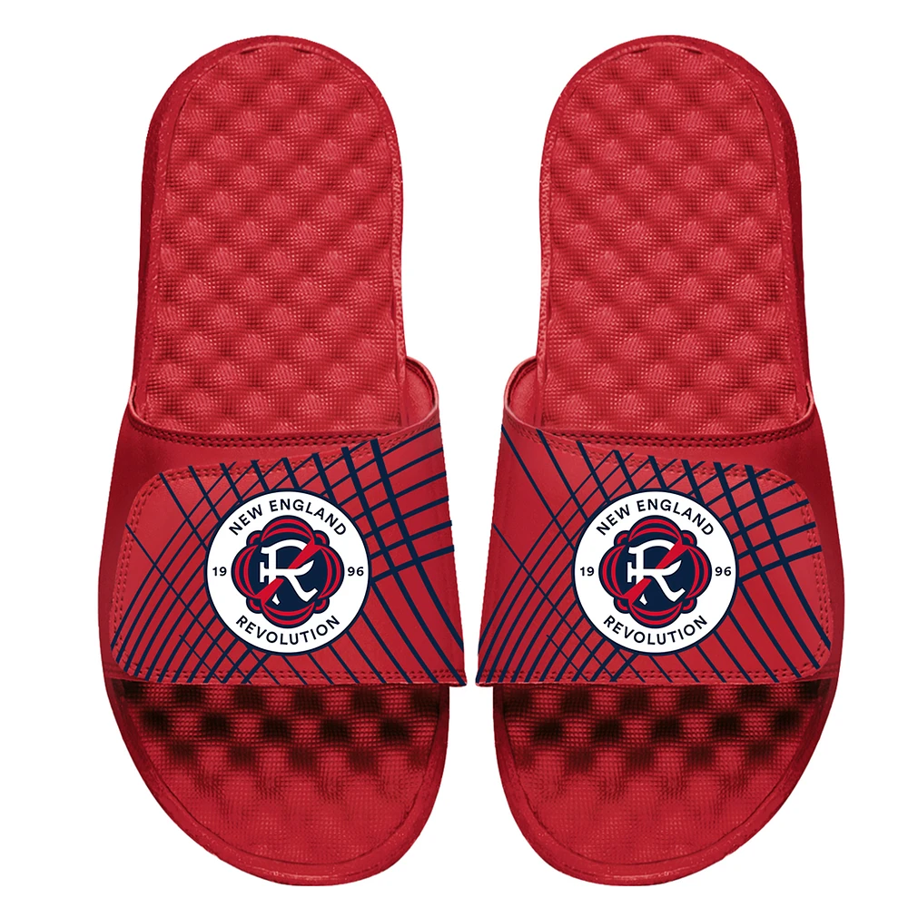 Youth ISlide Red New England Revolution Lines Slide Sandals