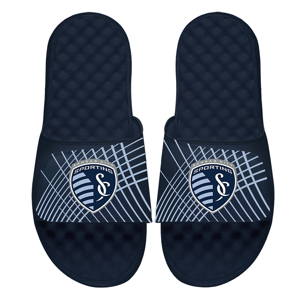 Youth ISlide Navy Sporting Kansas City Lines Slide Sandals