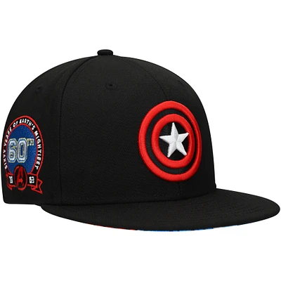 Youth Black Captain America Marvel 60th Anniversary Snapback Hat
