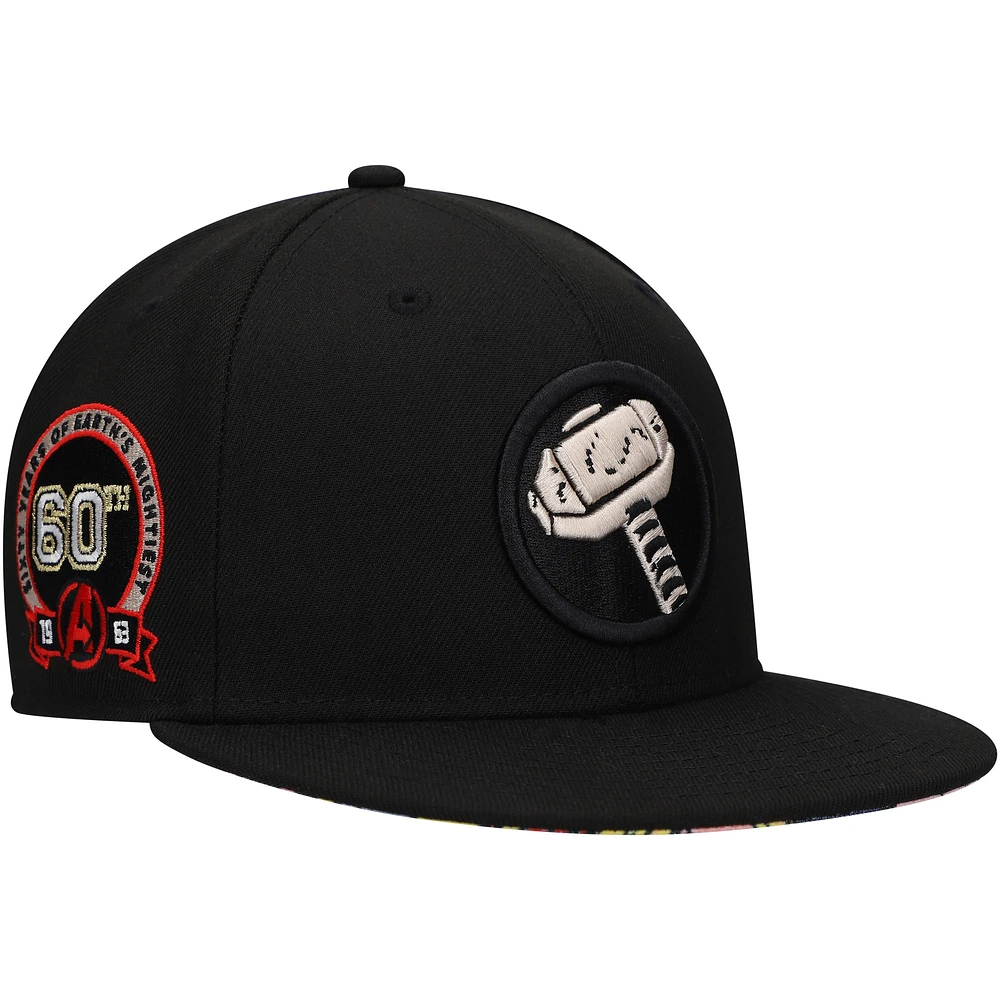 Men's Black Thor Marvel 60th Anniversary Snapback Hat