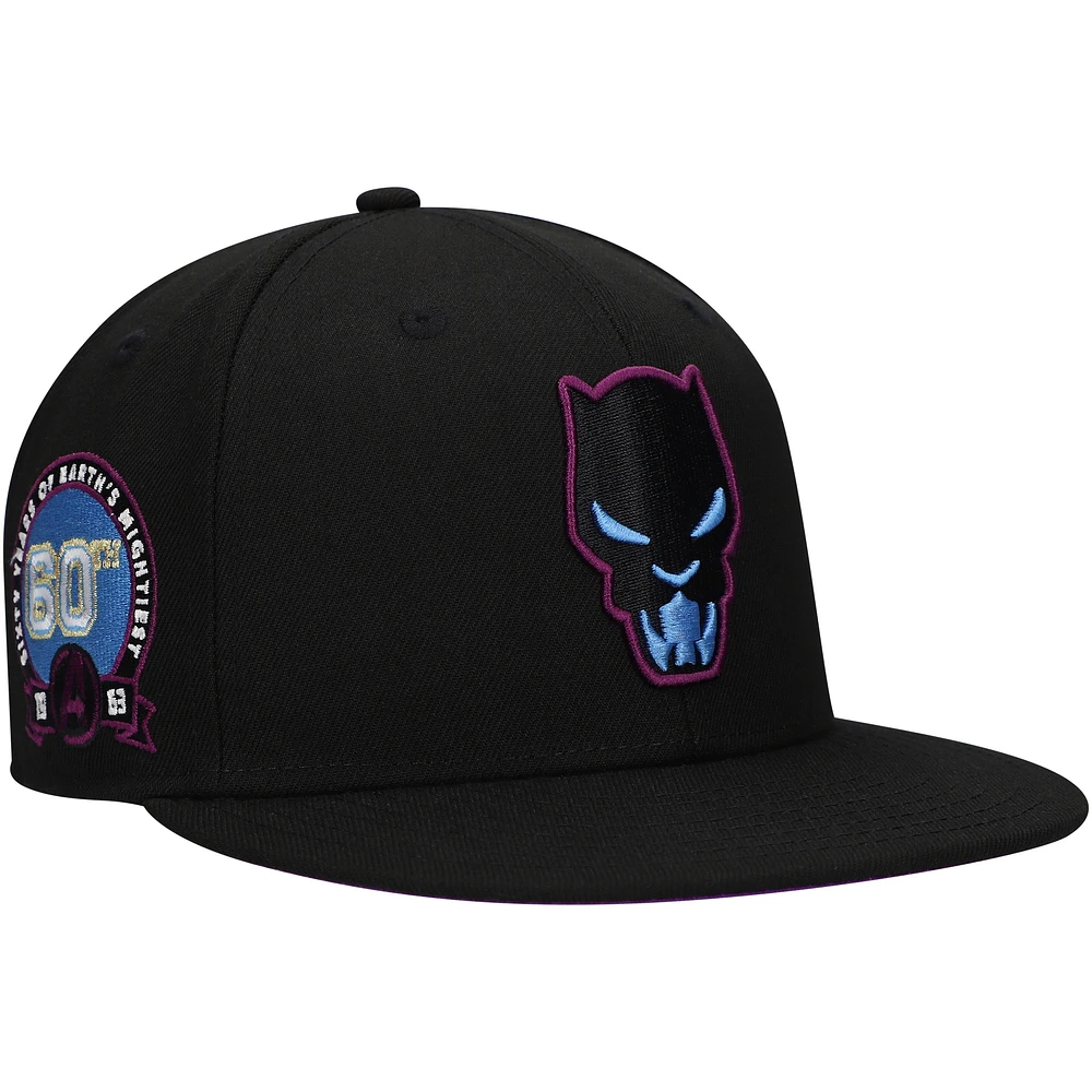 Men's Black Black Panther Avengers 60th Anniversary Fitted Hat
