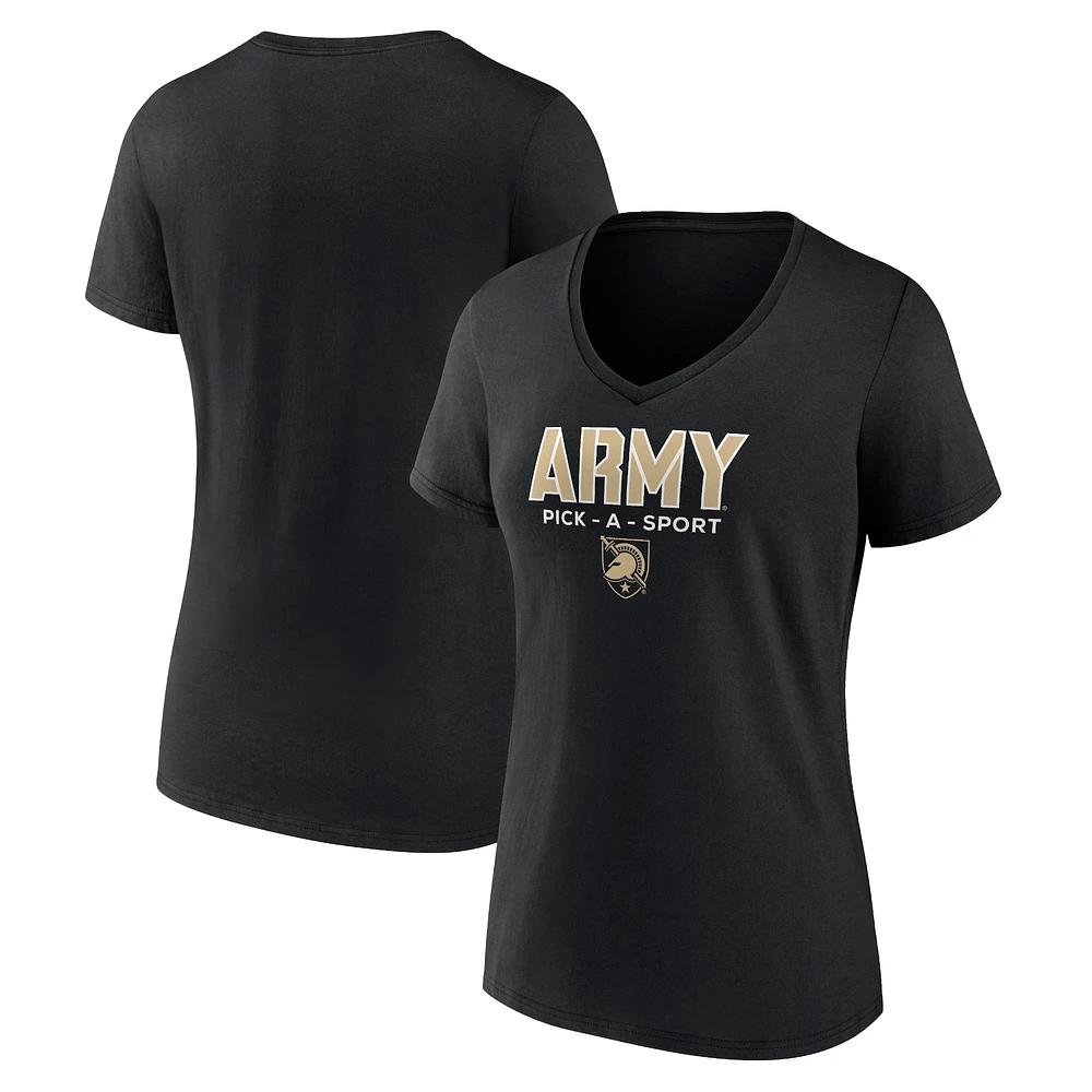 Women's Black Army Black Knights Authentic Pick-A-Sport V-Neck T-Shirt