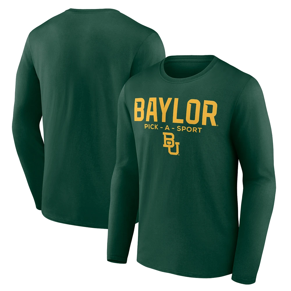 Men's Green Baylor Bears Authentic Pick-A-Sport Long Sleeve T-Shirt