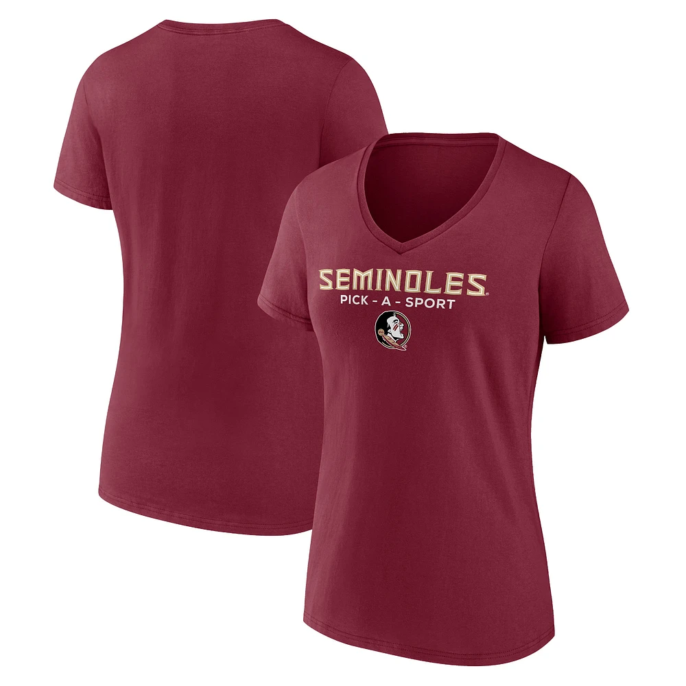 Women's Garnet Florida State Seminoles Authentic Pick-A-Sport V-Neck T-Shirt