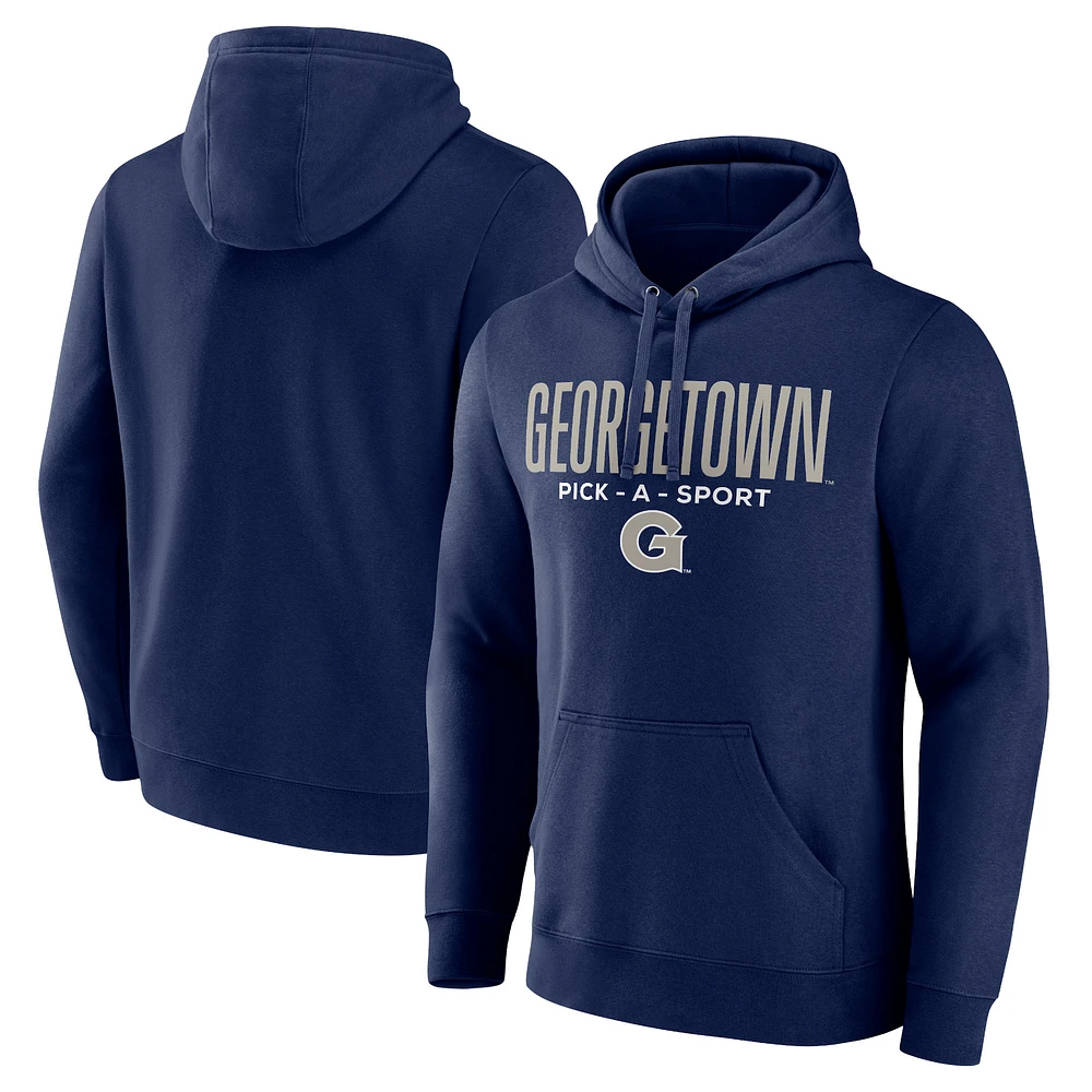 Men's Navy Georgetown Hoyas Authentic Pick-A-Sport Pullover Hoodie