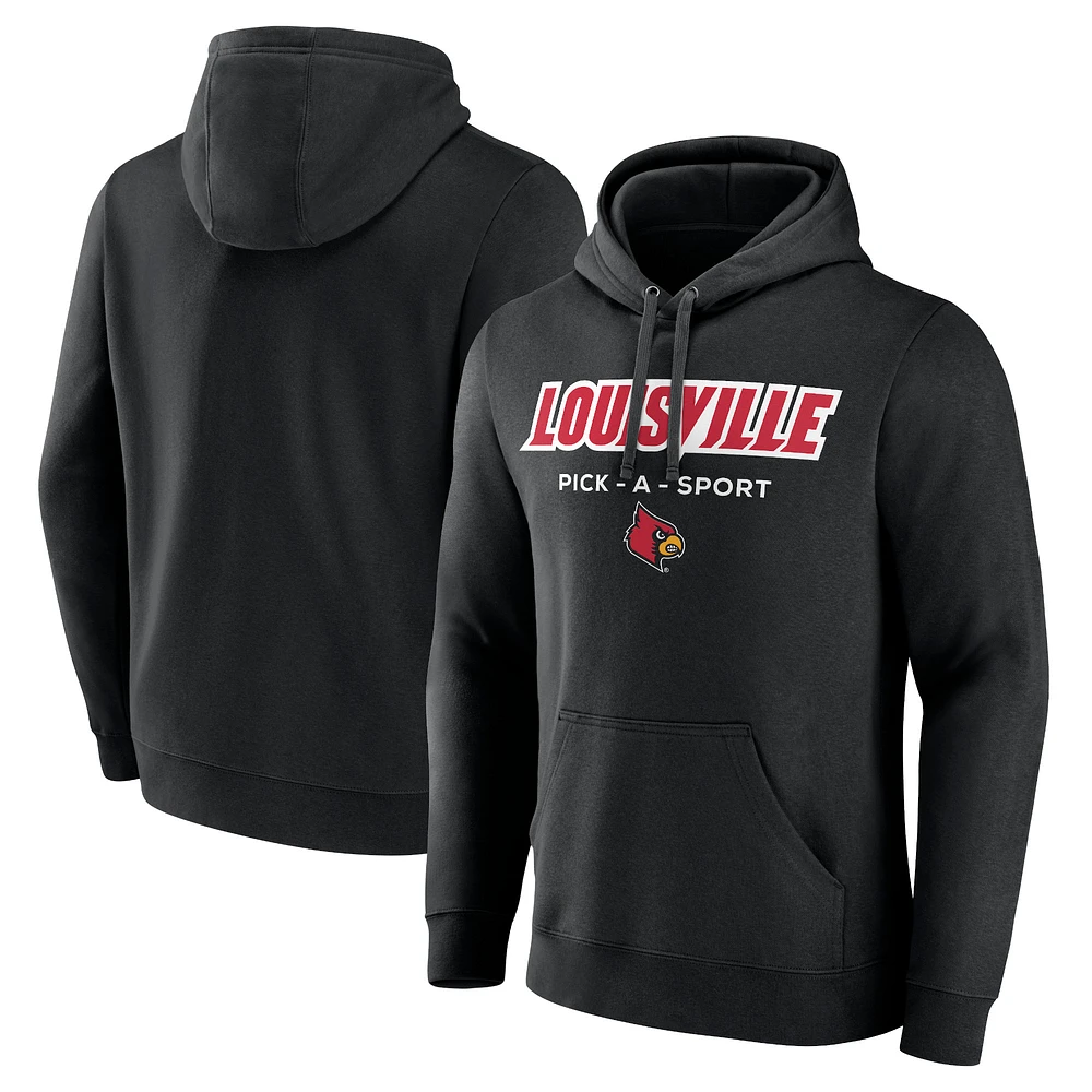Men's Black Louisville Cardinals Authentic Pick-A-Sport Pullover Hoodie