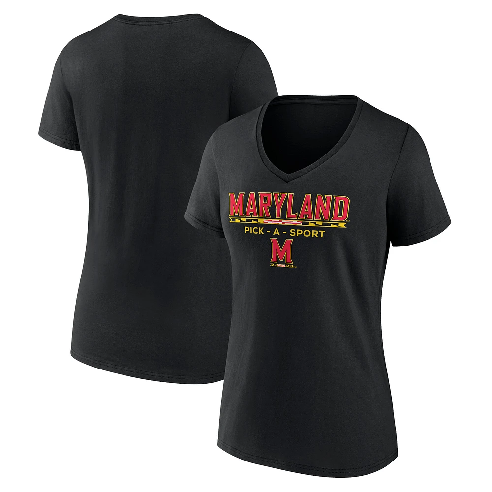 Women's Black Maryland Terrapins Authentic Pick-A-Sport V-Neck T-Shirt