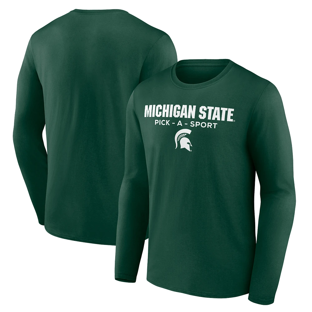 Men's Green Michigan State Spartans Authentic Pick-A-Sport Long Sleeve T-Shirt