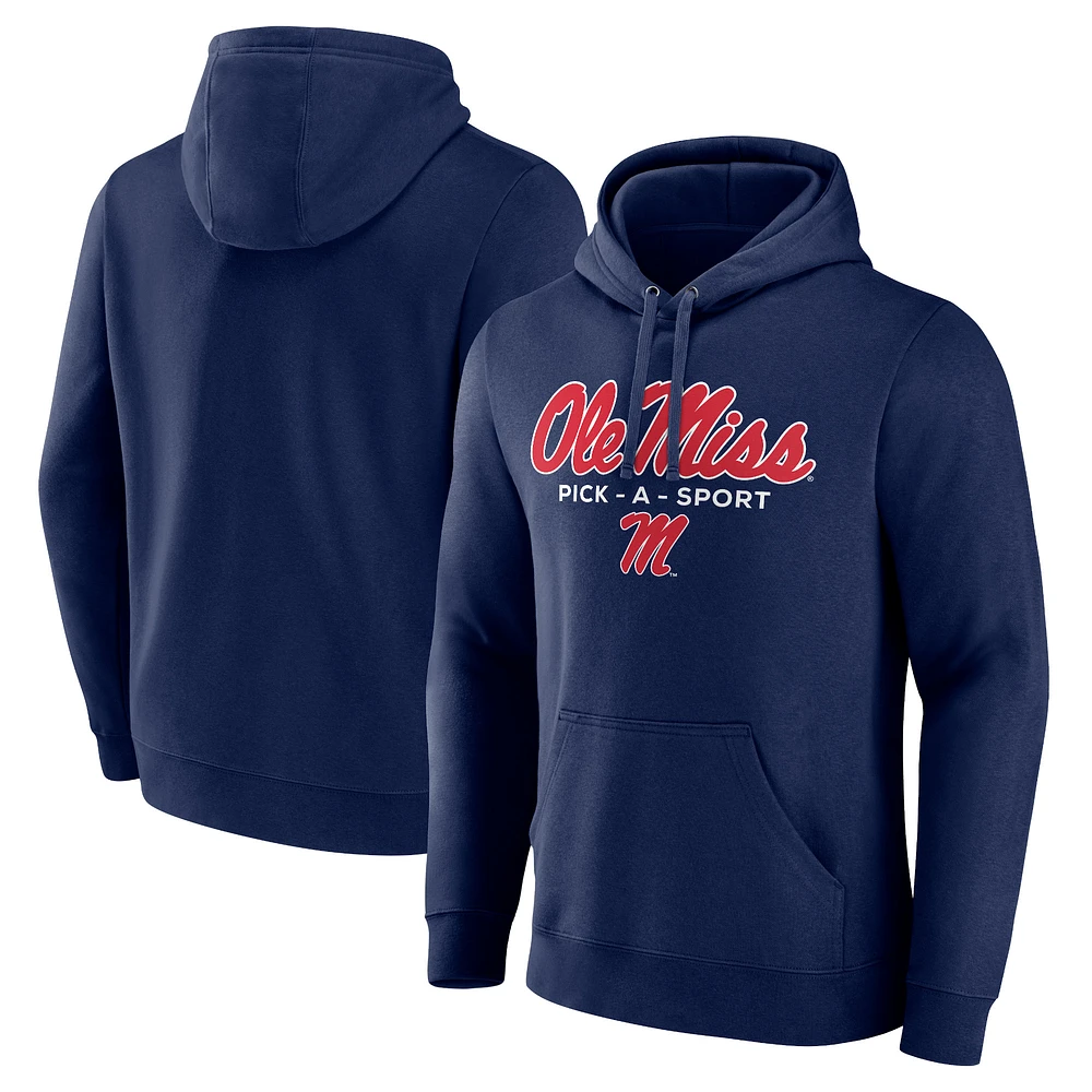Men's Navy Ole Miss Rebels Authentic Pick-A-Sport Pullover Hoodie