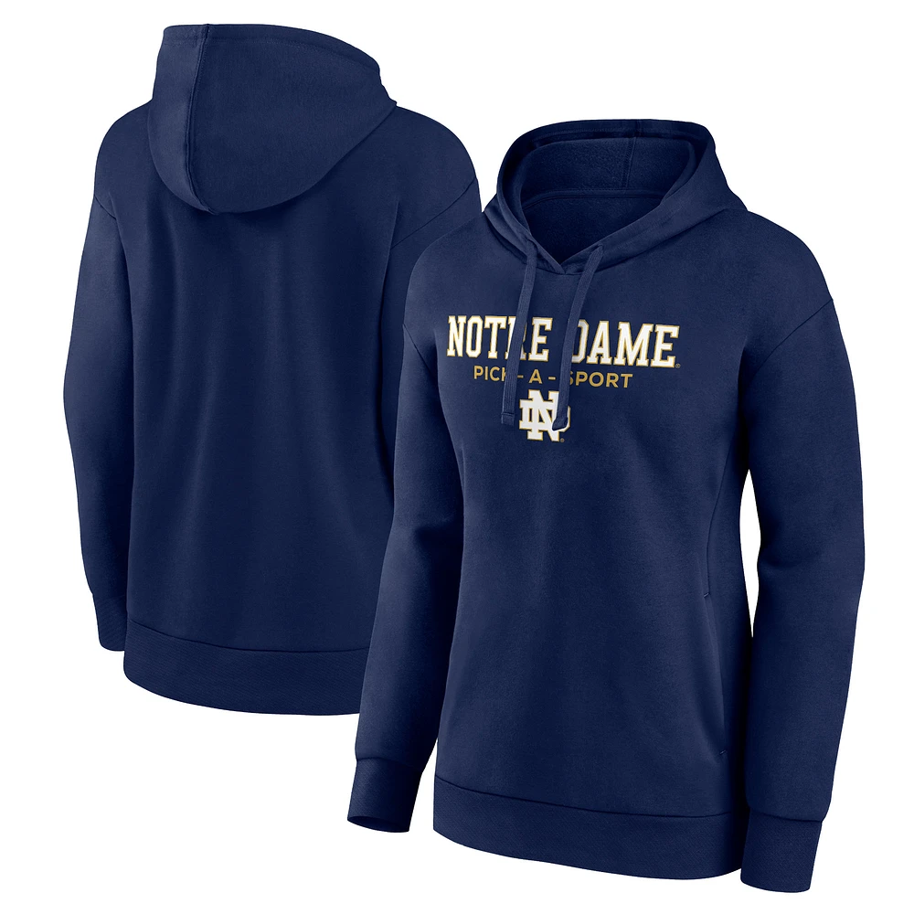 Women's Navy Notre Dame Fighting Irish Authentic Pick-A-Sport Pullover Hoodie