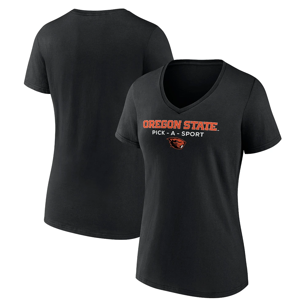 Women's Black Oregon State Beavers Authentic Pick-A-Sport V-Neck T-Shirt