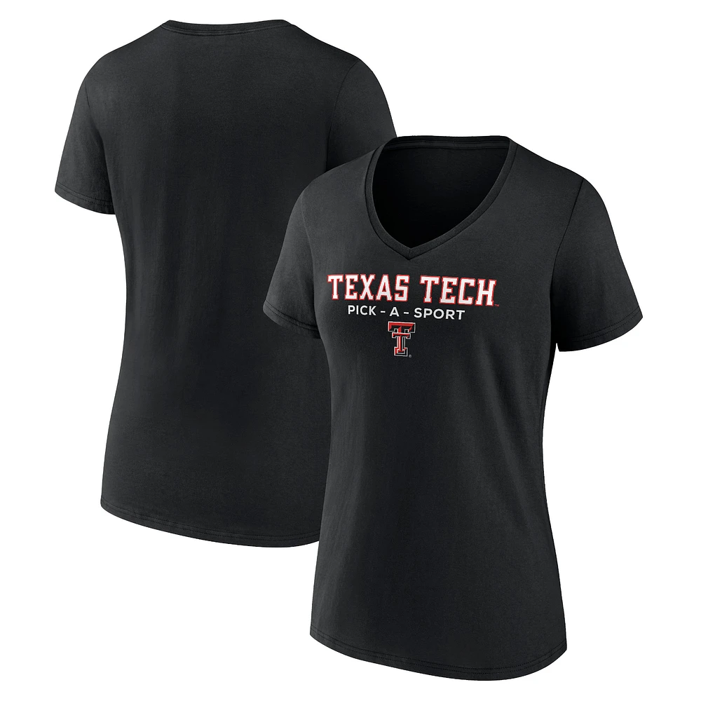 Women's Black Texas Tech Red Raiders Authentic Pick-A-Sport V-Neck T-Shirt