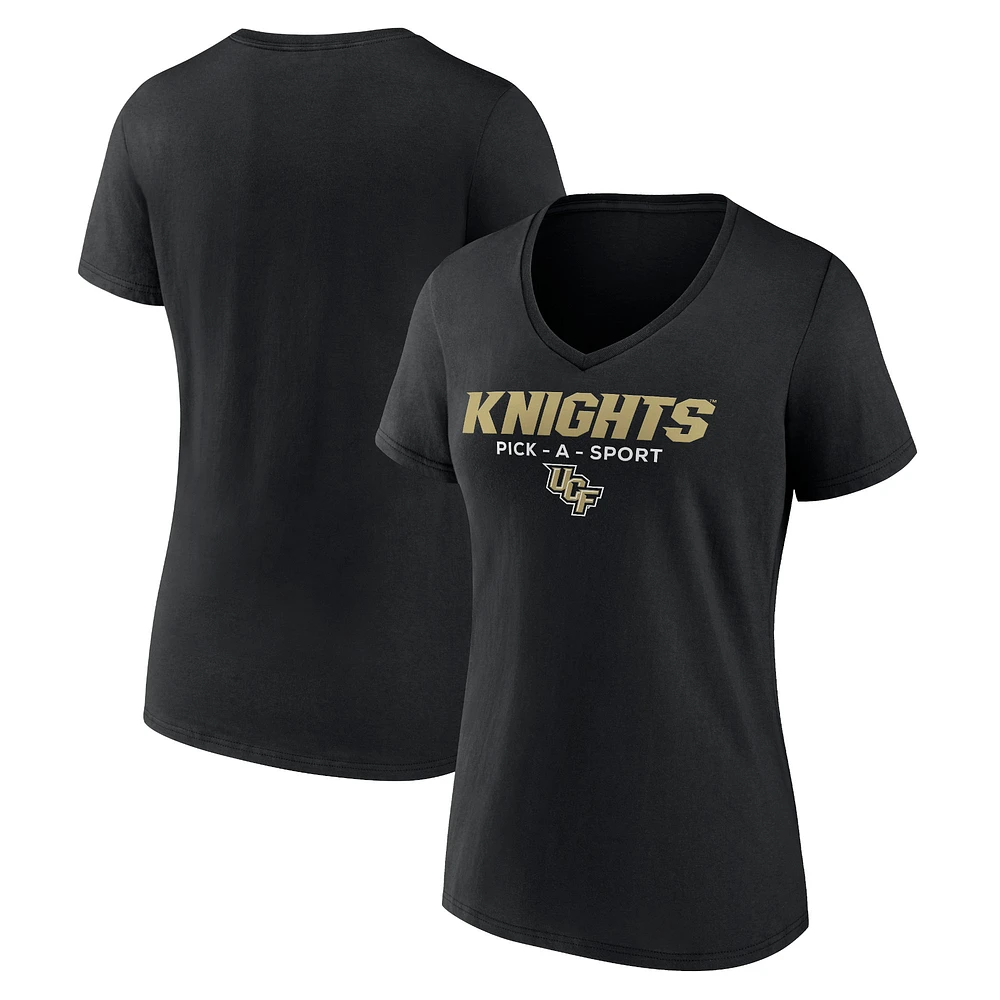 Women's Black UCF Knights Authentic Pick-A-Sport V-Neck T-Shirt