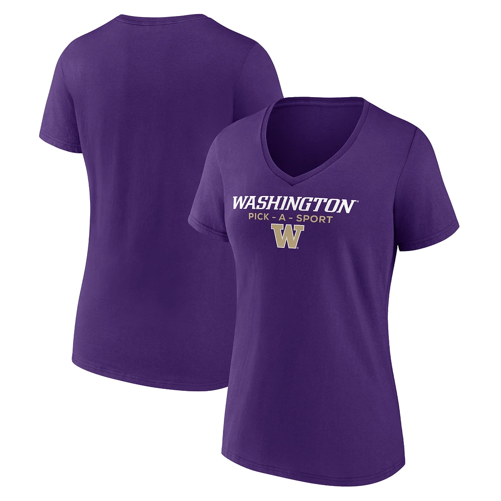 Women's Purple Washington Huskies Authentic Pick-A-Sport V-Neck T-Shirt