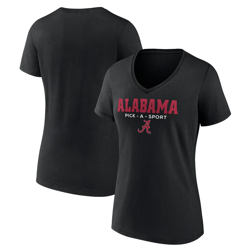 Women's Black Alabama Crimson Tide Authentic Pick-A-Sport V-Neck T-Shirt