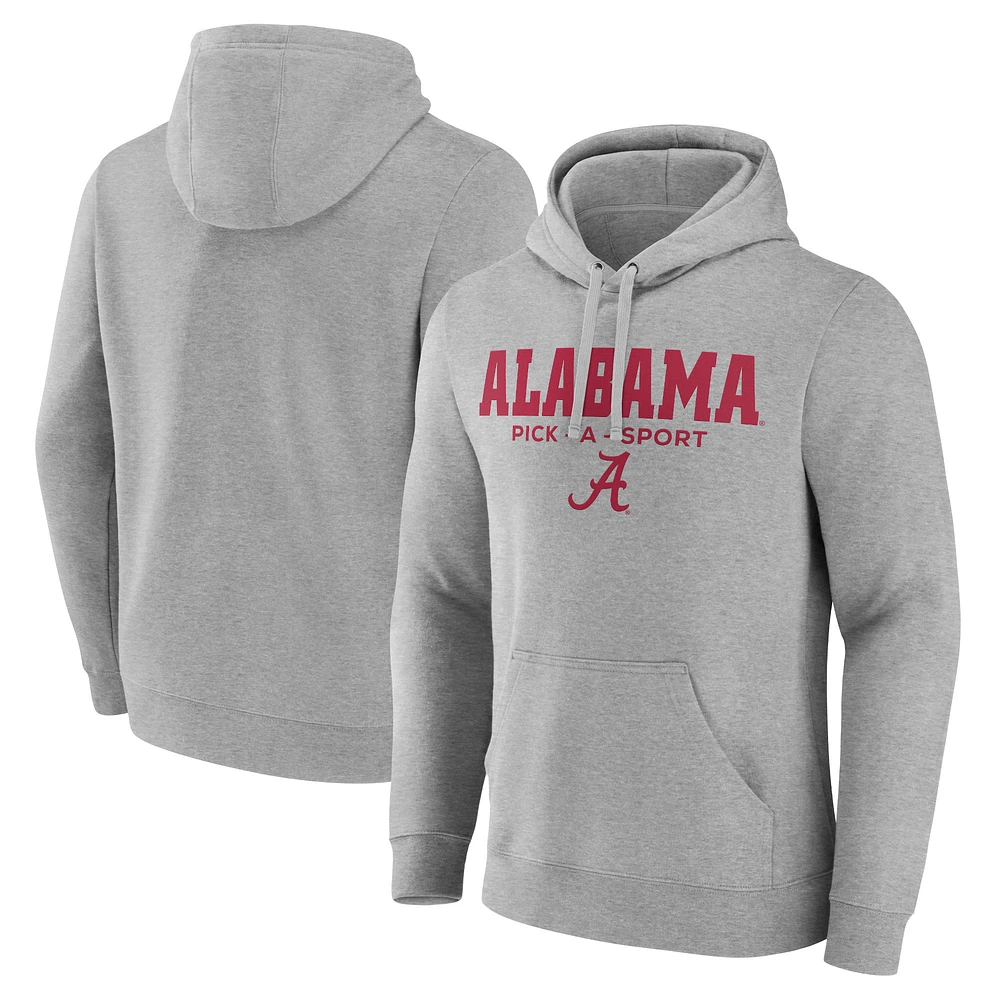 Men's Heather Gray Alabama Crimson Tide Authentic Pick-A-Sport Pullover Hoodie