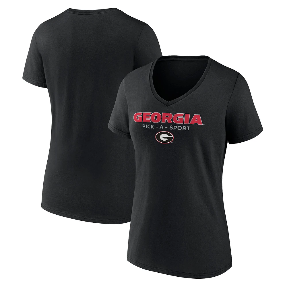 Women's Black Georgia Bulldogs Authentic Pick-A-Sport V-Neck T-Shirt