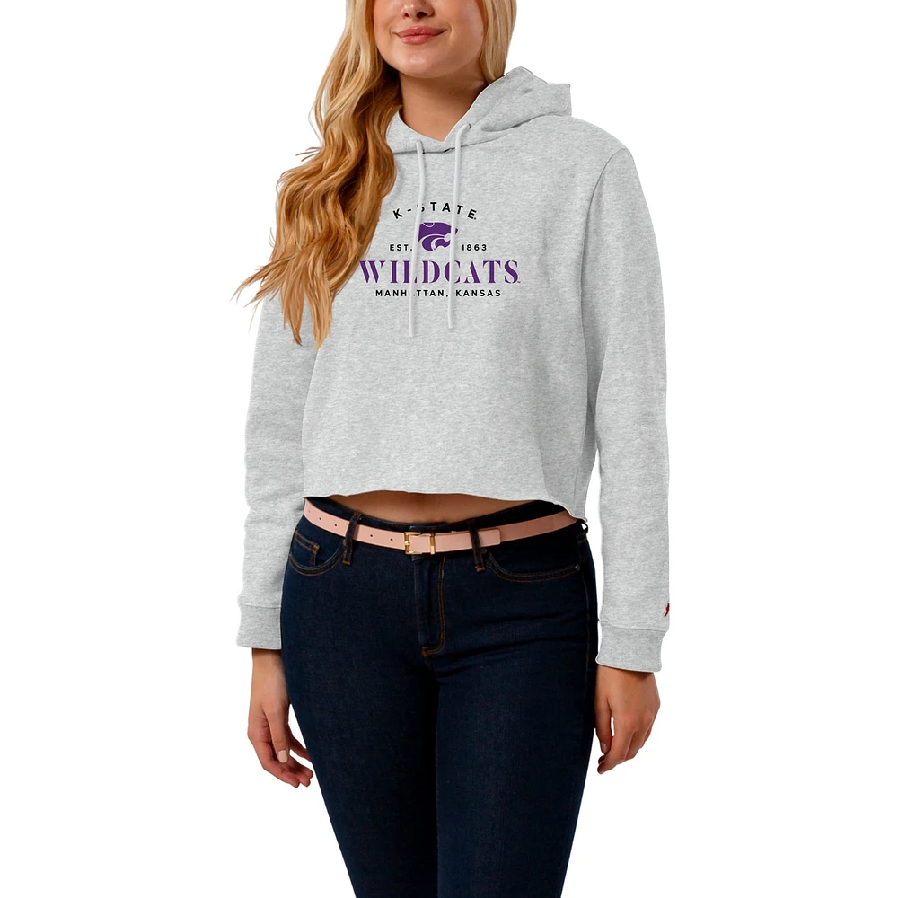 Women's League Collegiate Wear Ash Kansas State Wildcats 1636 Cropped Pullover Hoodie