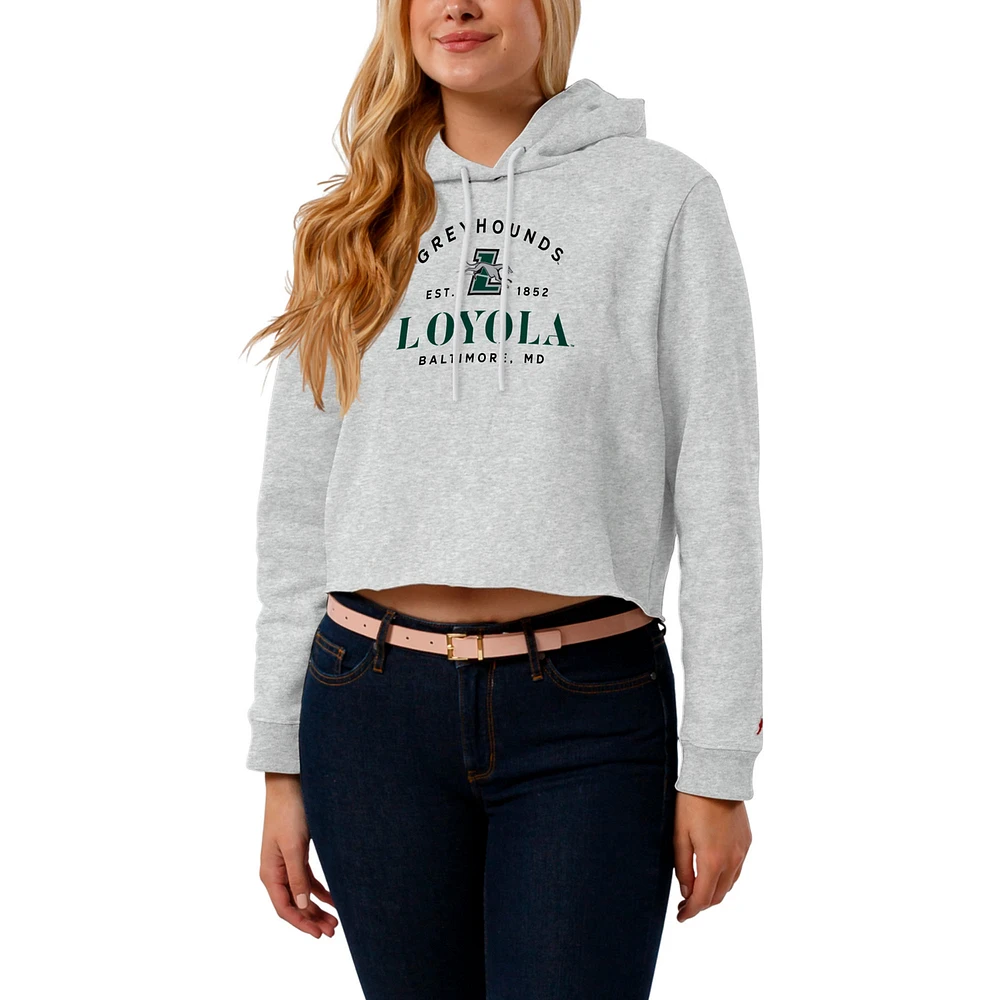Women's League Collegiate Wear Ash Loyola Greyhounds 1636 Cropped Pullover Hoodie