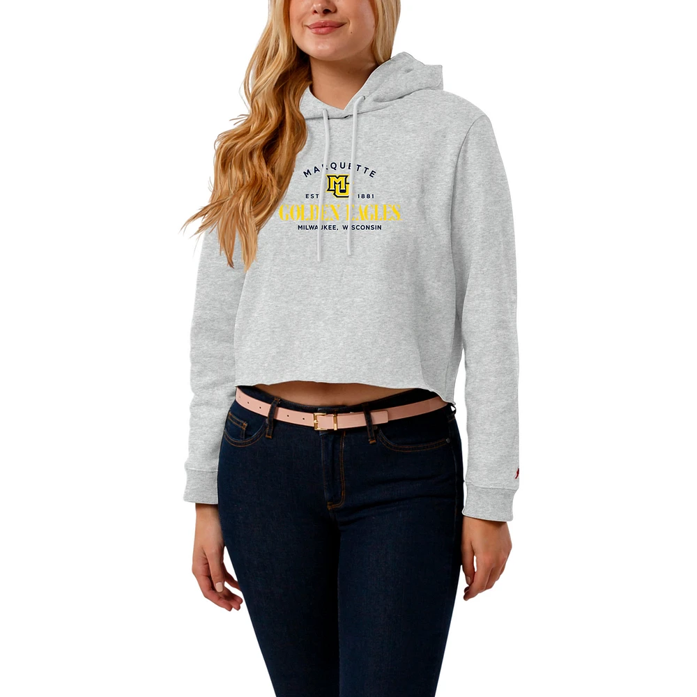 Women's League Collegiate Wear Ash Marquette Golden Eagles 1636 Cropped Pullover Hoodie
