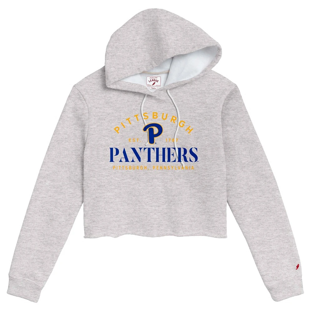 Women's League Collegiate Wear Ash Pitt Panthers 1636 Cropped Pullover Hoodie
