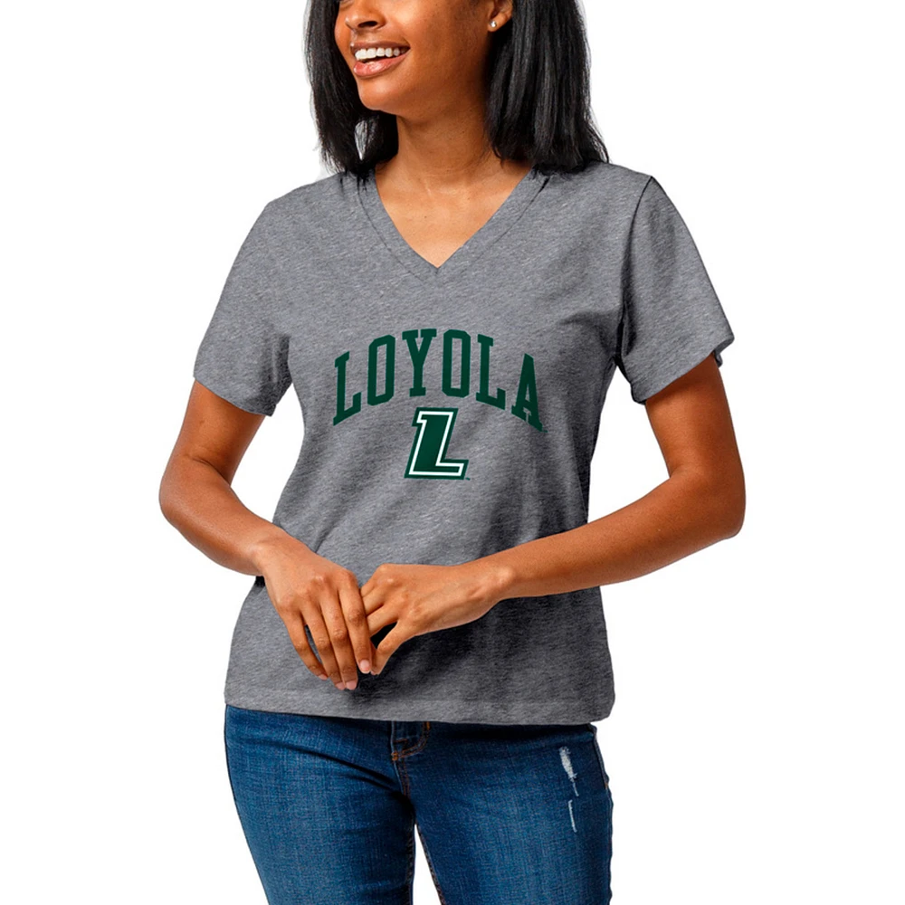 Women's League Collegiate Wear Heather Gray Loyola Greyhounds Intramural Boyfriend Tri-Blend V-Neck T-Shirt