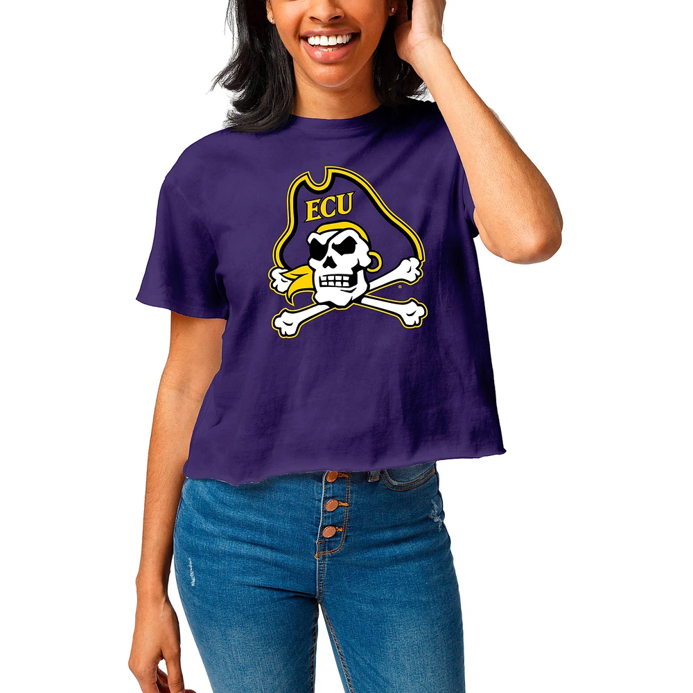Women's League Collegiate Wear Purple ECU Pirates Clothesline Cropped T-Shirt