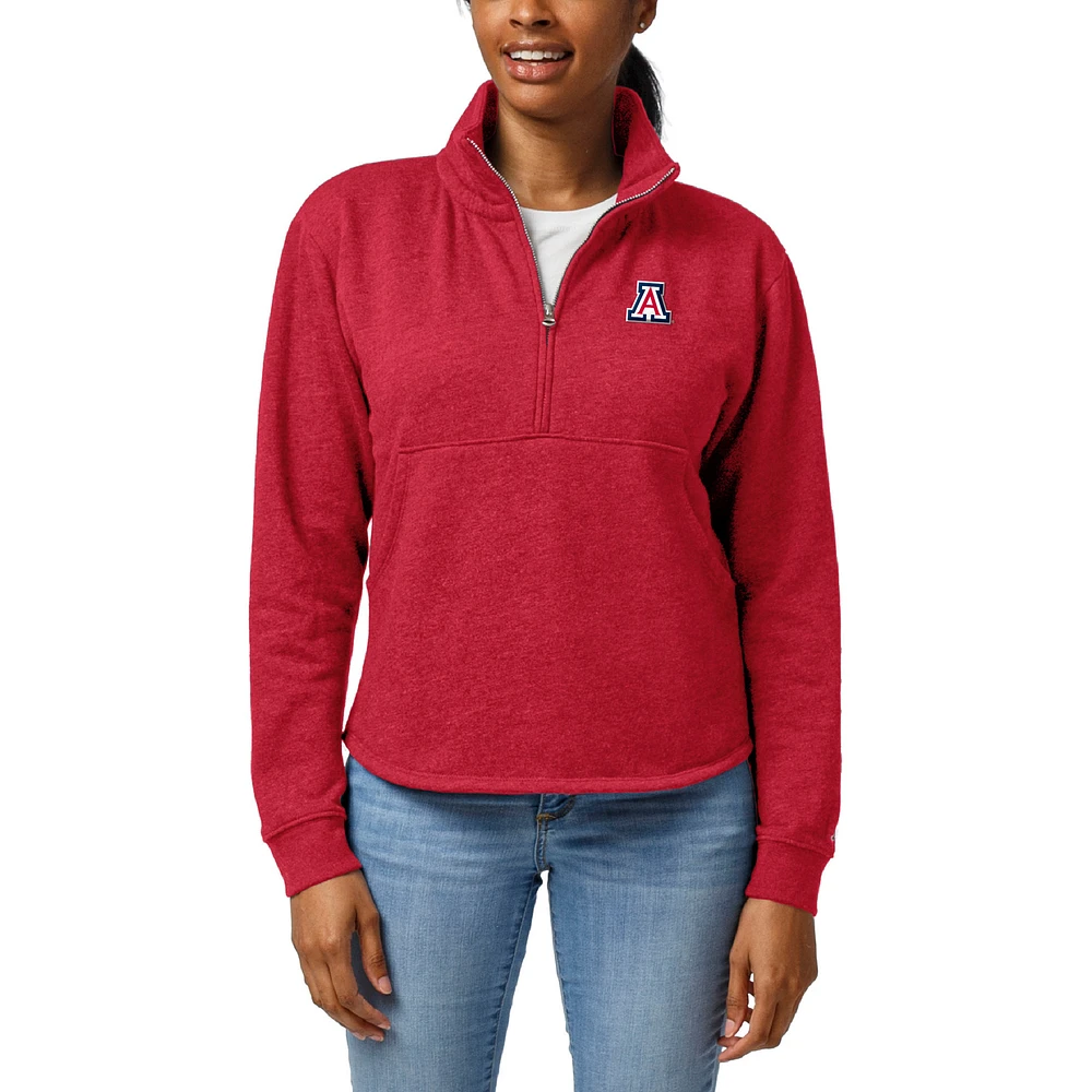 Women's League Collegiate Wear Heather Red Arizona Wildcats Victory Springs Tri-Blend Quarter-Zip Pullover Sweatshirt