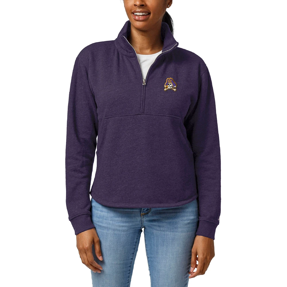 Women's League Collegiate Wear Heather Purple ECU Pirates Victory Springs Tri-Blend Quarter-Zip Pullover Sweatshirt