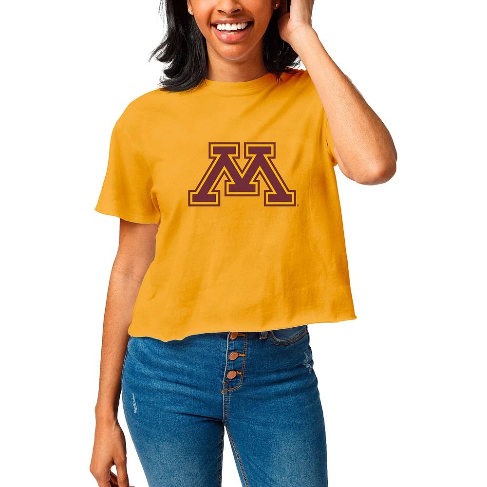 Women's League Collegiate Wear Gold Minnesota Golden Gophers Clothesline Cropped T-Shirt