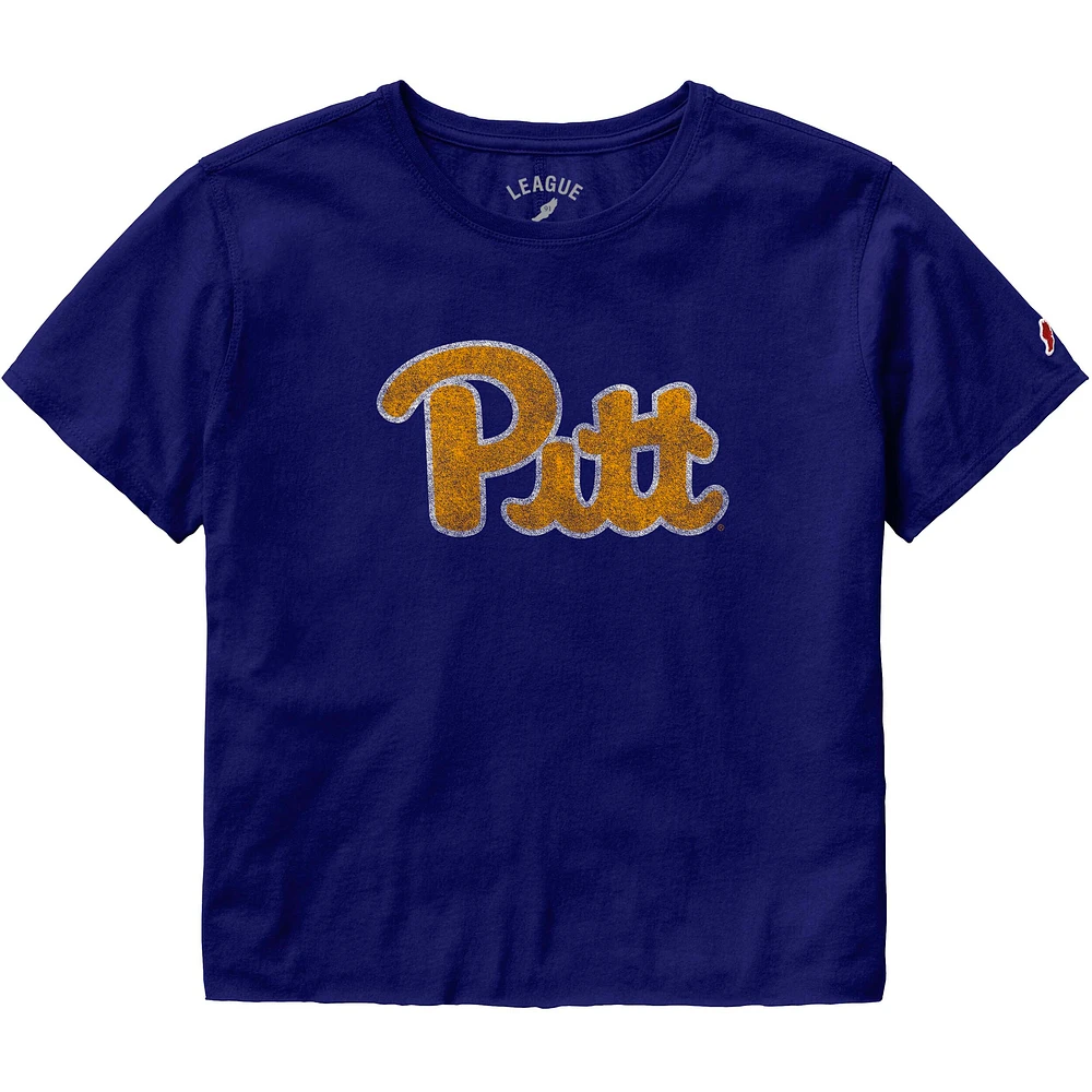 Women's League Collegiate Wear Royal Pitt Panthers Clothesline Cropped T-Shirt