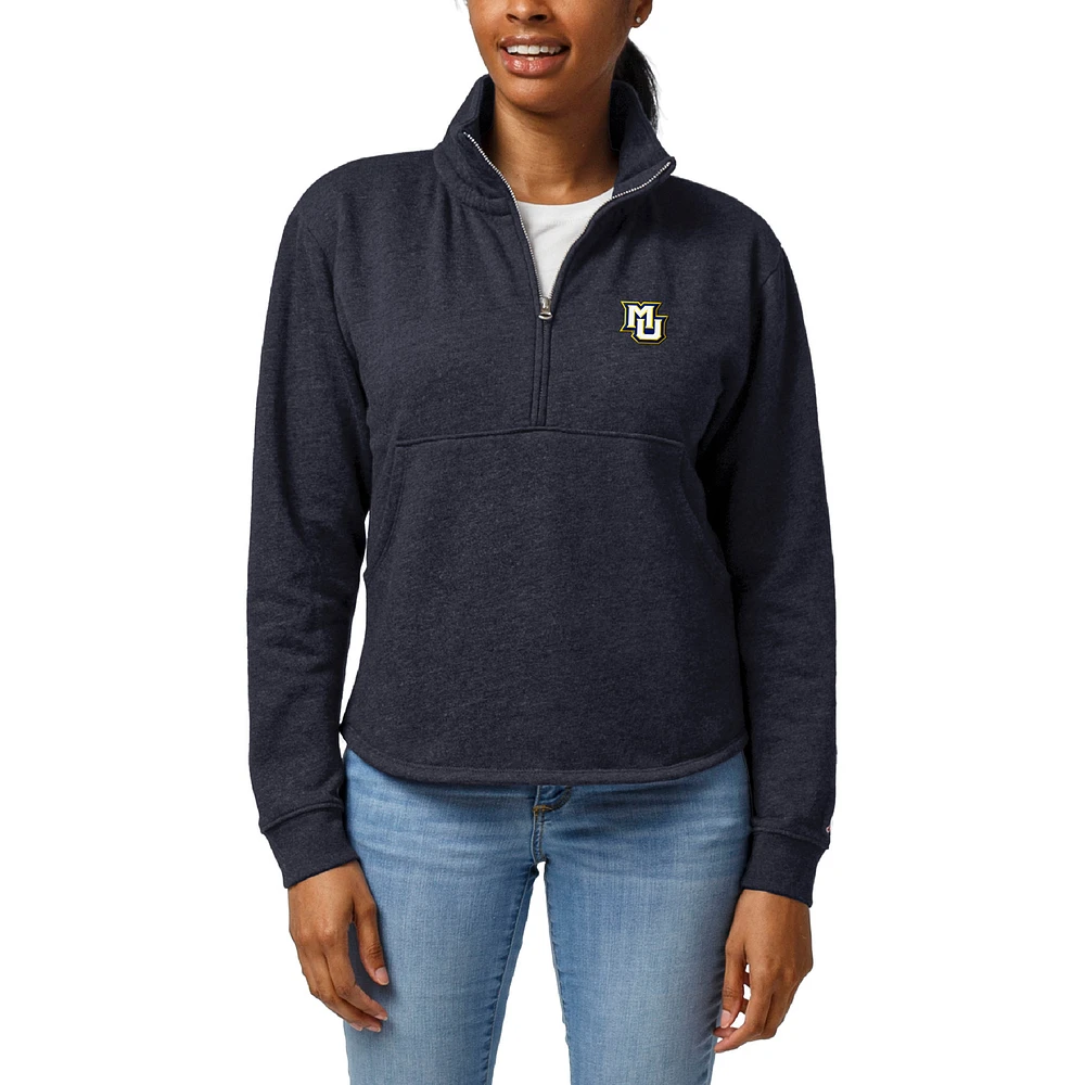 Women's League Collegiate Wear Heather Blue Marquette Golden Eagles Victory Springs Tri-Blend Quarter-Zip Pullover Sweatshirt