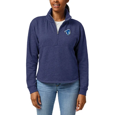 Women's League Collegiate Wear Heather Blue Seton Hall Pirates Victory Springs Tri-Blend Quarter-Zip Pullover Sweatshirt