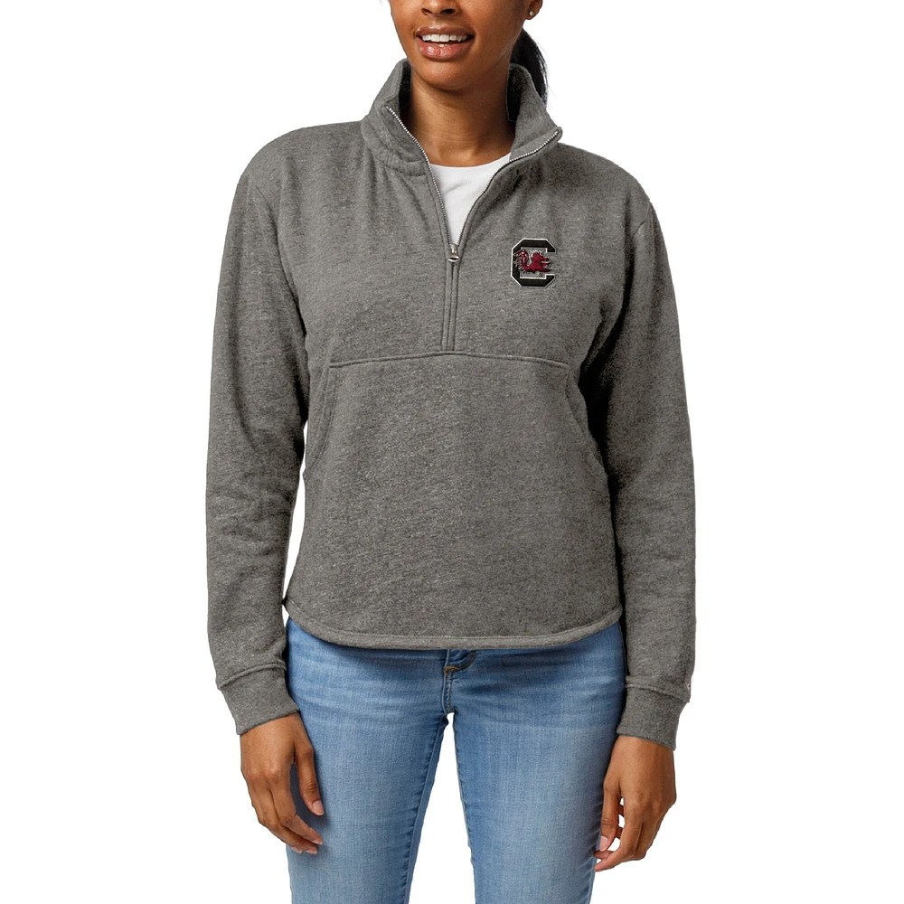 Women's League Collegiate Wear Heather Gray South Carolina Gamecocks Victory Springs Tri-Blend Quarter-Zip Pullover Sweatshirt