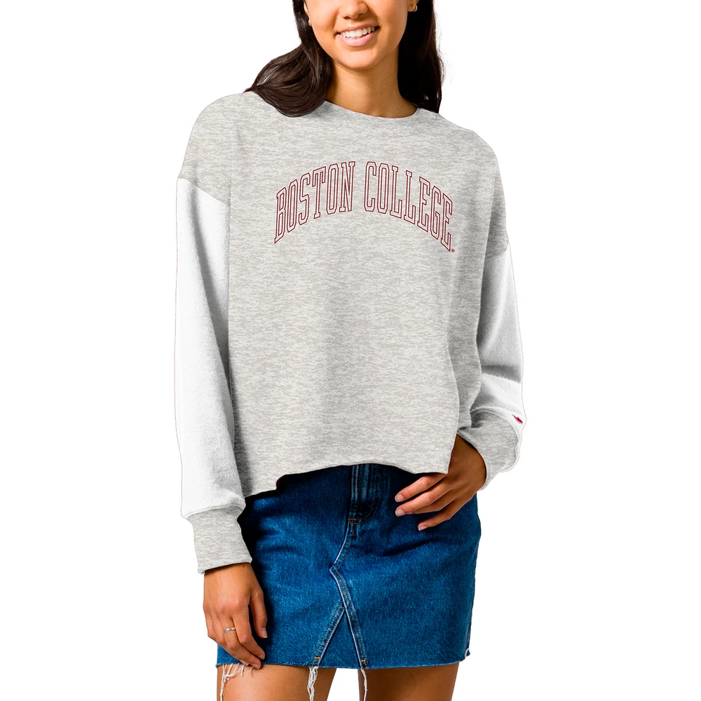 Women's League Collegiate Wear Gray Boston College Eagles Reverse Fleece Cropped Pullover Sweatshirt