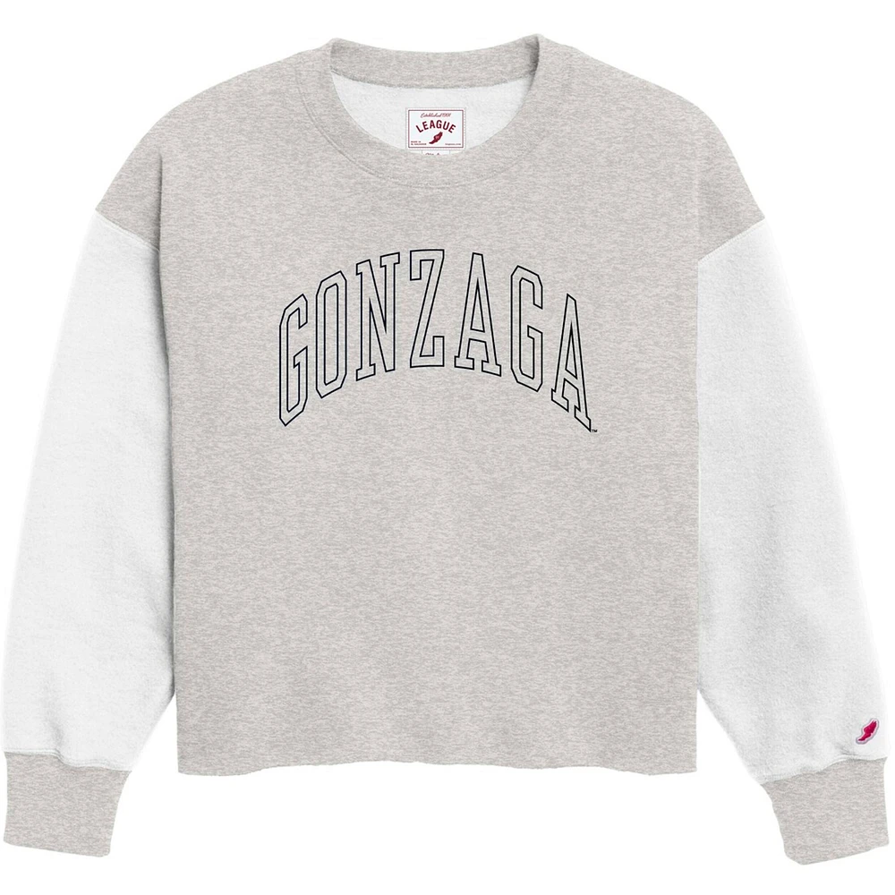 Women's League Collegiate Wear Gray Gonzaga Bulldogs Reverse Fleece Cropped Pullover Sweatshirt